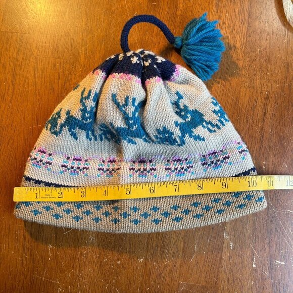 Mustash Hats 100% Wool Knit Nordic Beanie Tassel Alpine Ski Outdoors Fair Isle - Picture 9 of 9
